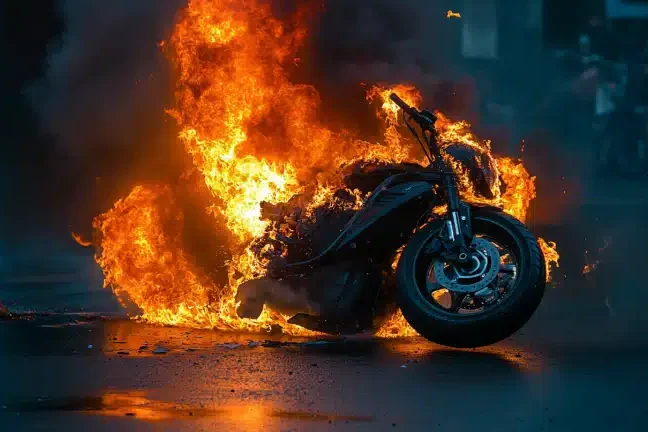 Choc ! La batterie défectueuse d’une moto électrique cause une incendie 1 choc la batterie defectueuse dune moto electrique cause une incendie